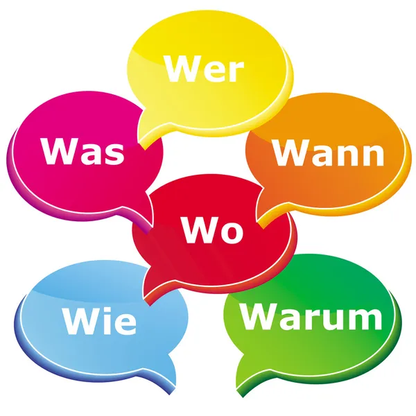 6-w words in german — Stock Vector