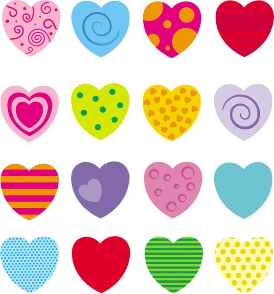 Set with 16 hearts — Stock Vector