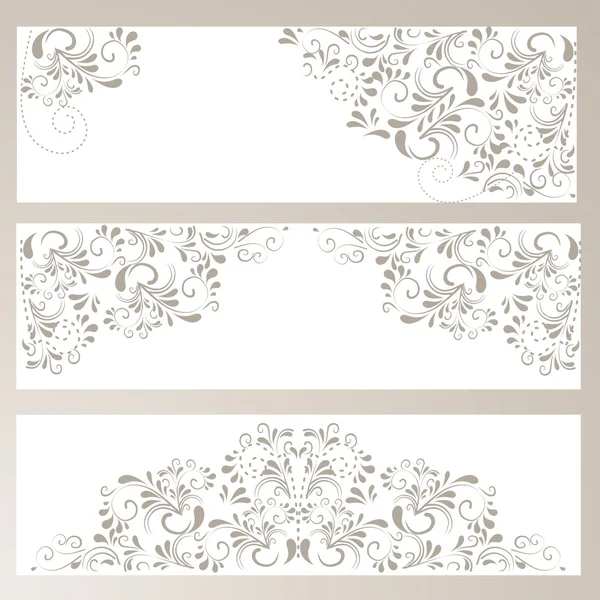 Set of three banner with ornaments — Stock Vector