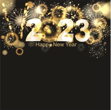 Mutlu yeni yıl arka plan altın havai fişek ile