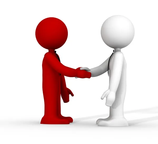 3d handshake red and white — Stock Photo, Image