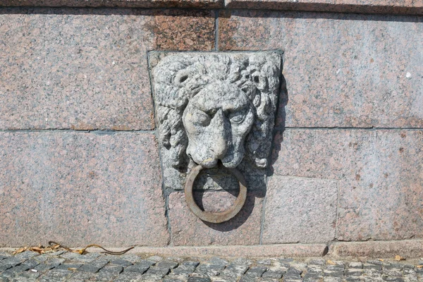 Granite lion with a ring in its mouth — Stock Photo, Image