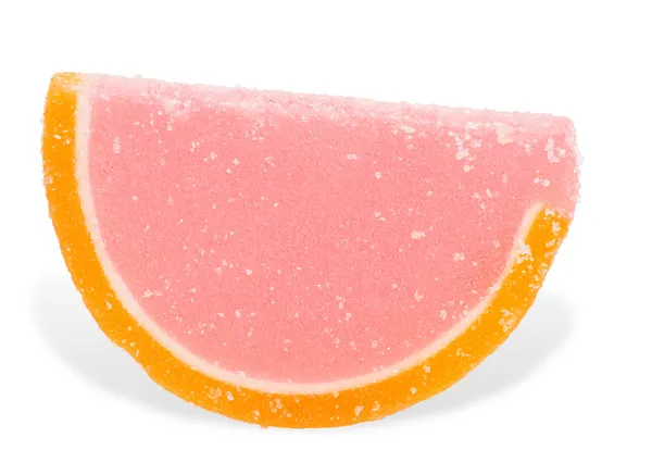Pink with orange fruit jelly as grapefruit slices — Stock Photo, Image