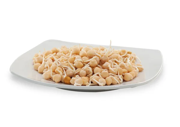 Square plate with Spanish peas — Stock Photo, Image