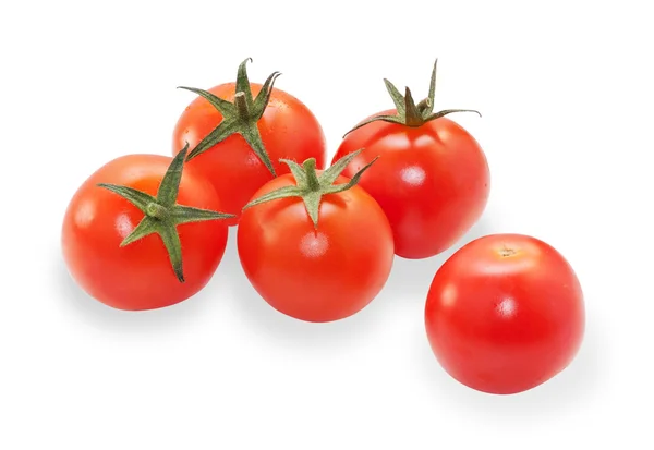 Kilka dojrzałych pomidorów cherry na białym tle — Zdjęcie stockowe