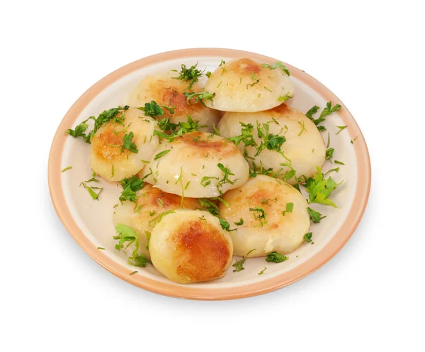 Fried potatoes with herbs isolated — Stock Photo, Image