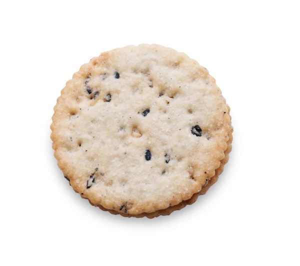 Twee dieet cookies met geschulpte rand geïsoleerd — Stockfoto