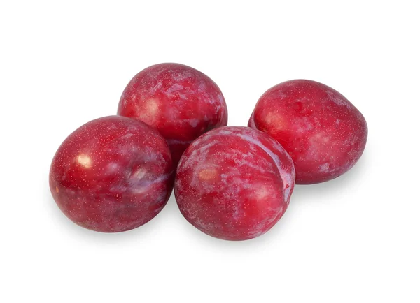 Four ripe plums, isolated — Stock Photo, Image