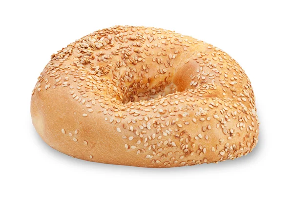 Vitt bröd med sesamfrön isolerad på vit — Stockfoto
