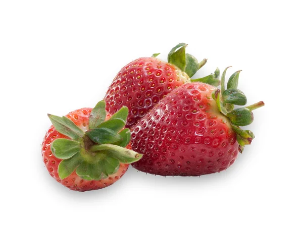 Several berries ripe strawberries isolated — Stock Photo, Image