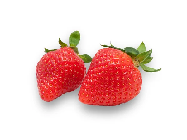 Two berries ripe strawberries isolated — Stock Photo, Image