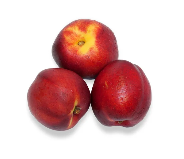 Three ripe nectarine, isolated — Stock Photo, Image