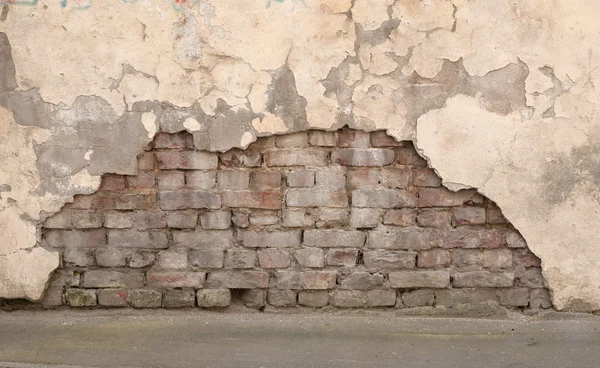 Textura de parede de tijolo velho com de gesso amarelo — Fotografia de Stock