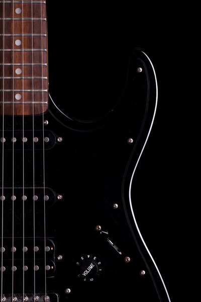 Detail of electric guitar black