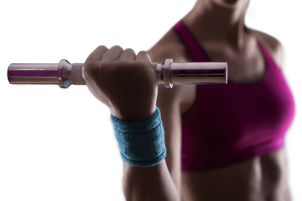 Gymnast doing weights — Stock Photo, Image