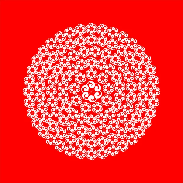 Bílá krajka květ na červené — Stockový vektor