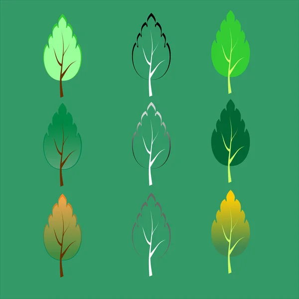 Ikona strom v různých ročních obdobích. vektorové ilustrace — Stockový vektor