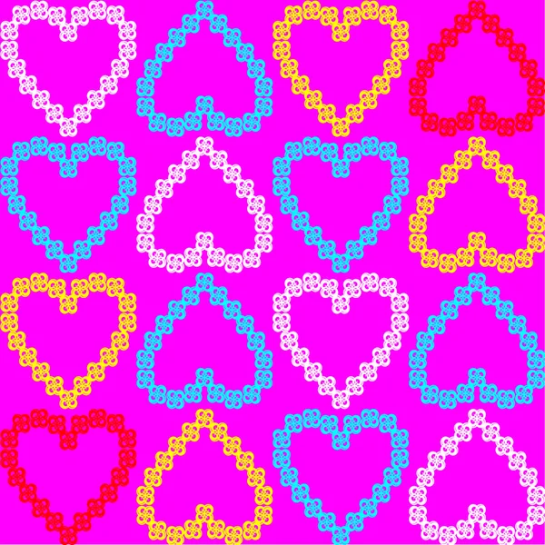 Naadloze textuur van kleurrijke harten. vector patroon — Stockvector
