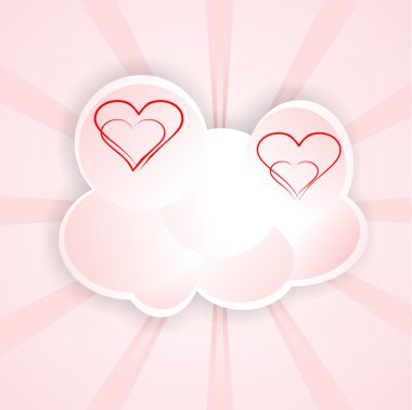 nubes rosas y corazón con rayos