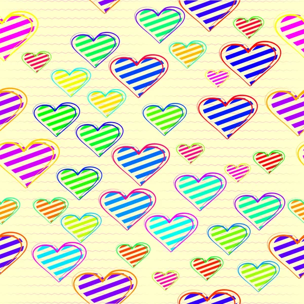 Corazón de amor colorido en un fondo sin costuras — Vector de stock