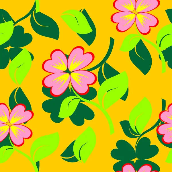 Textura sem costura com flores e pétala verde. Vector illustrati — Vetor de Stock