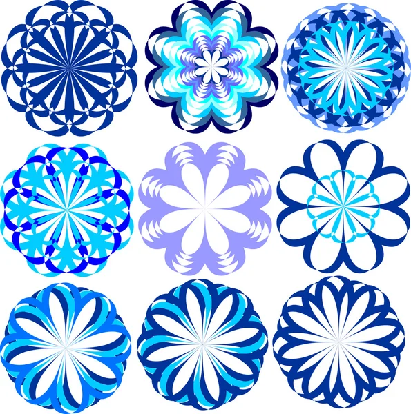 Uppsättning av blå blommor — Stock vektor