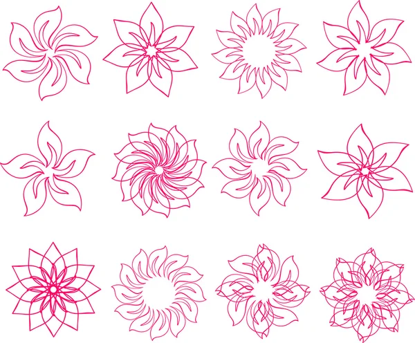 Set of pink flowers — Stock Vector