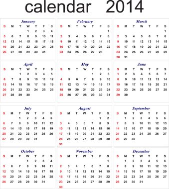 her ay yeni yıl 2014 takvim
