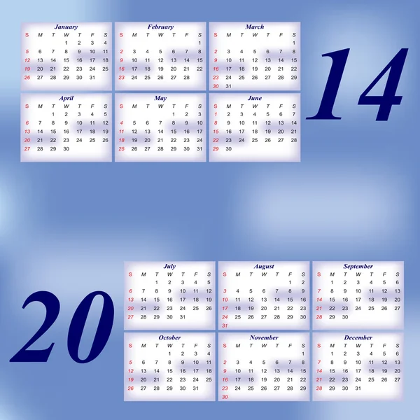 Neujahrskalender für alle Monate — Stockvektor