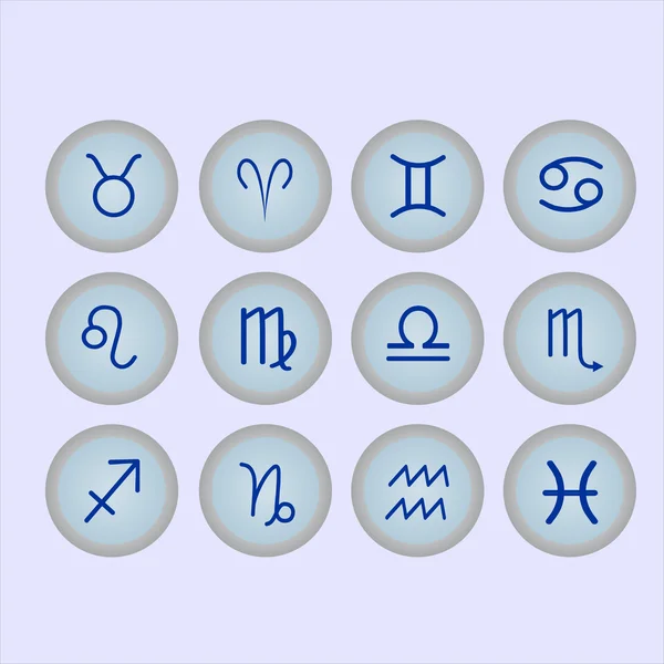Set von Tasten mit Symbolen Tierkreiszeichen — Stockvektor
