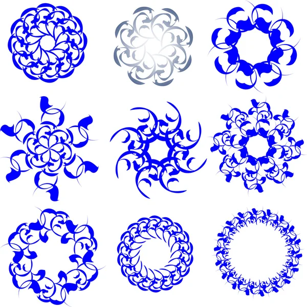 Diferentes círculos florales. Conjunto de vectores. Elementos decorativos — Vector de stock