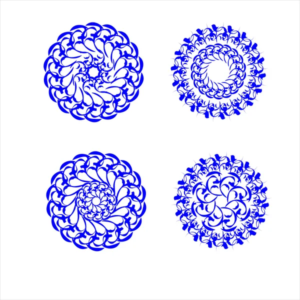 Fleurs en cercle. Ensemble vectoriel — Image vectorielle