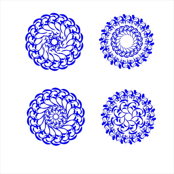 Flowers in a circle. Vector set — Stock Vector