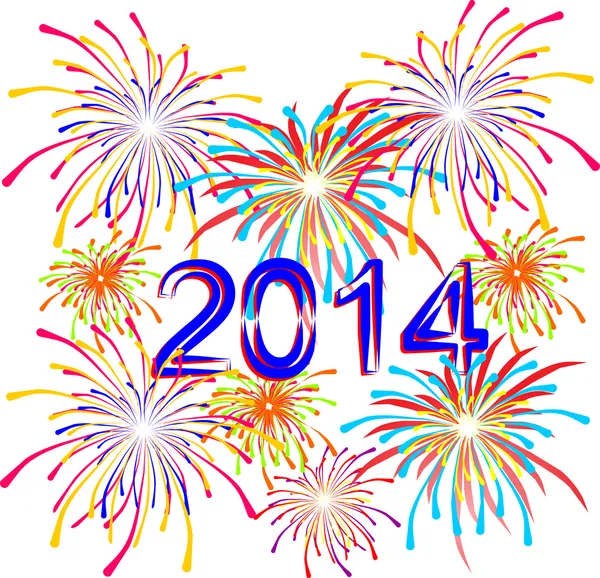 Yeni 2014 tatile için Fireworks Stok Illüstrasyon