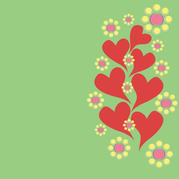 Patrón vectorial vertical con flores y corazones — Vector de stock