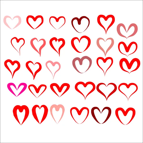 Set pattern with red hearts — Stock Vector