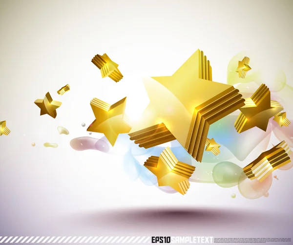 Vecteur Golden 3D Stars — Image vectorielle