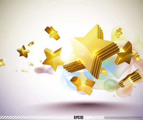 Vector Golden 3D Stars — Stock Vector