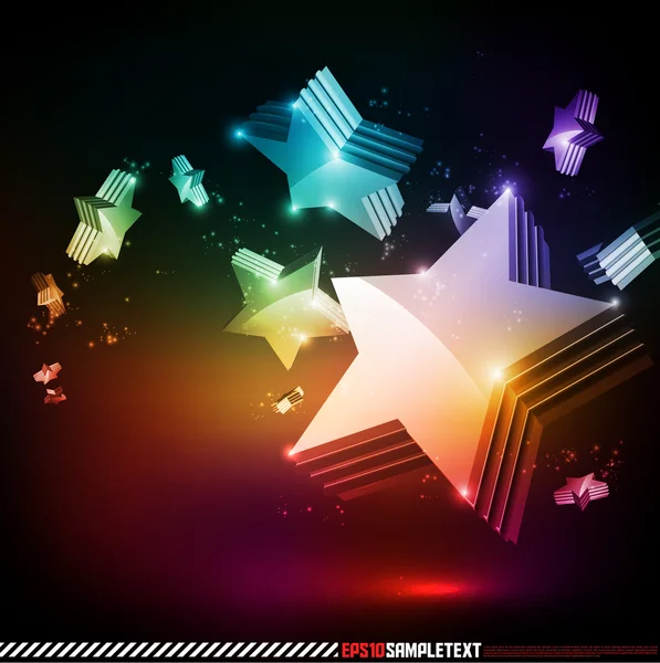 Vector 3D Stars Glowing in the Dark — Stock Vector