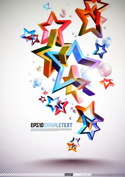 Estrellas enredadas 3D — Vector de stock