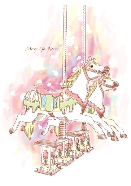 Cavallo Merry-Go-Round disegnato a mano vettoriale — Vettoriale Stock