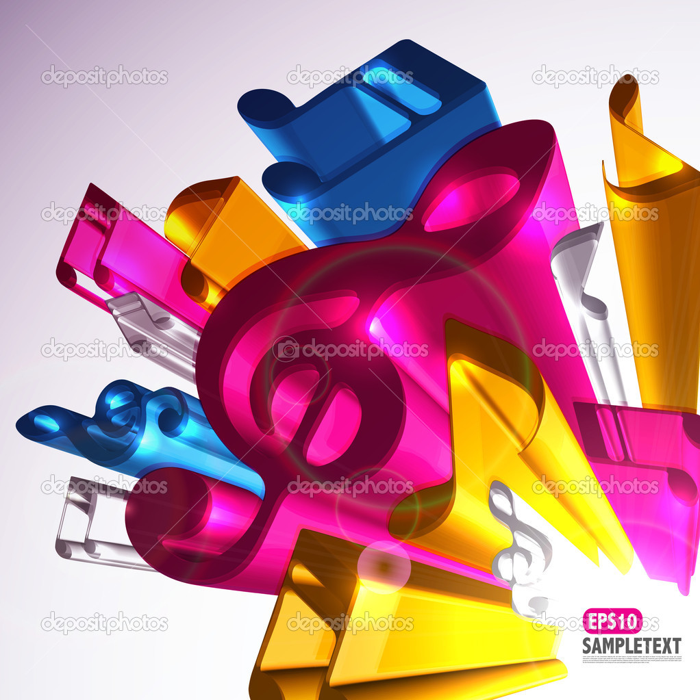 Colorful 3D Vector Melody Signs