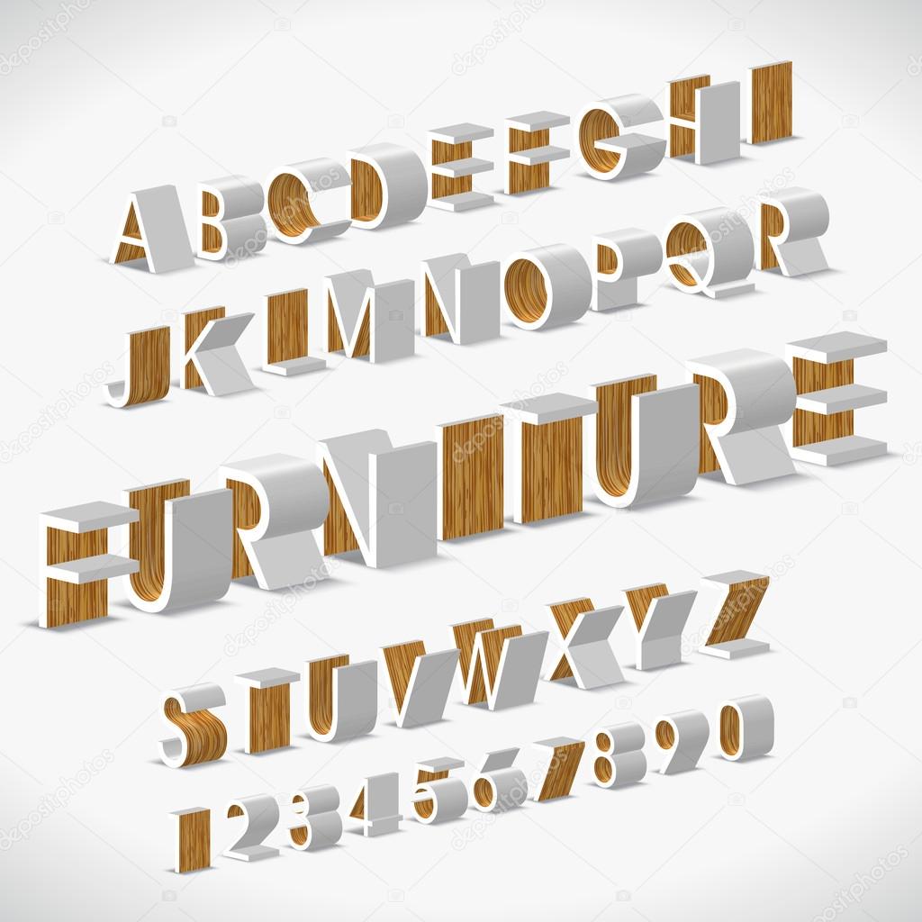 Vector Alphabet Shaped Furnitures