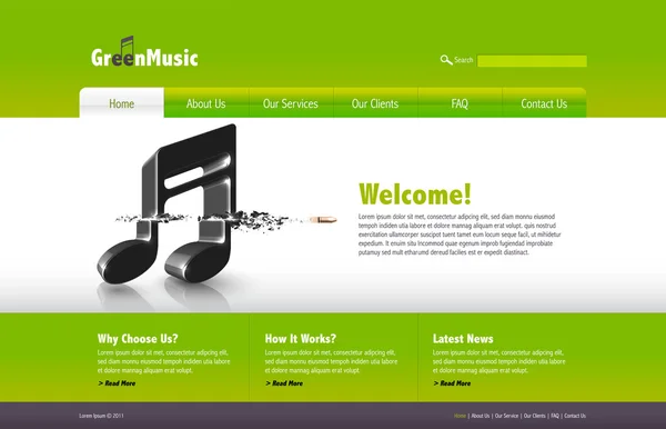 Vector Music Website Template — Stock Vector