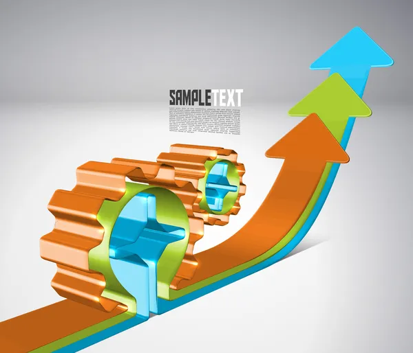Vektor 3D pil bevæger sig opad med Cogwheels – Stock-vektor