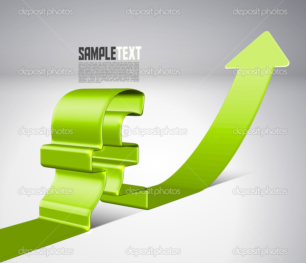 Vector 3D Arrow Moving Upward with Pound Sign