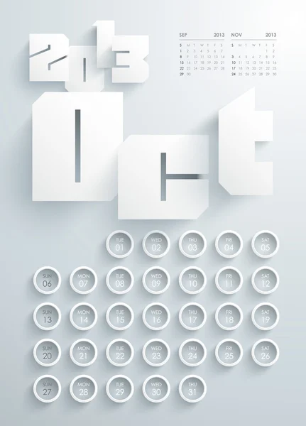 Vektorové návrh kalendáře 2013 - říjen — Stockový vektor