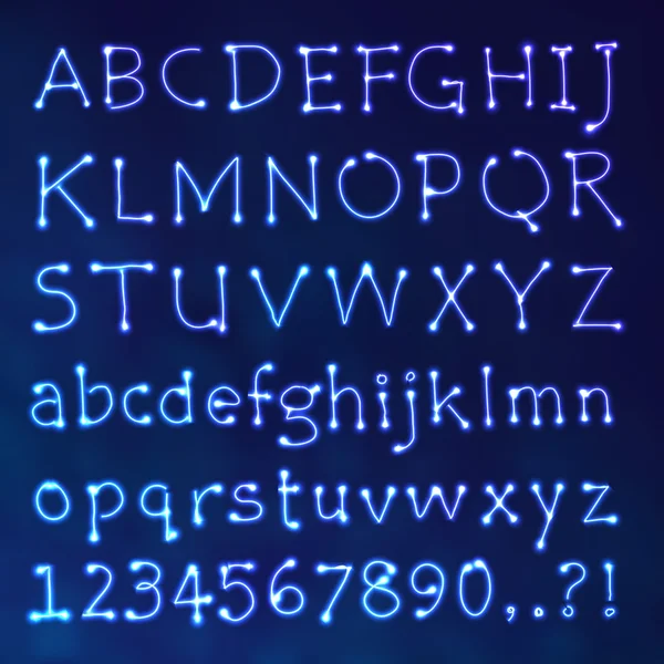 el yazısı vektör neon ışık alfabe