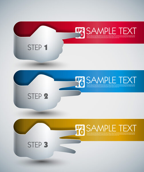 Векторные баннеры с указателями рук и сообщениями
