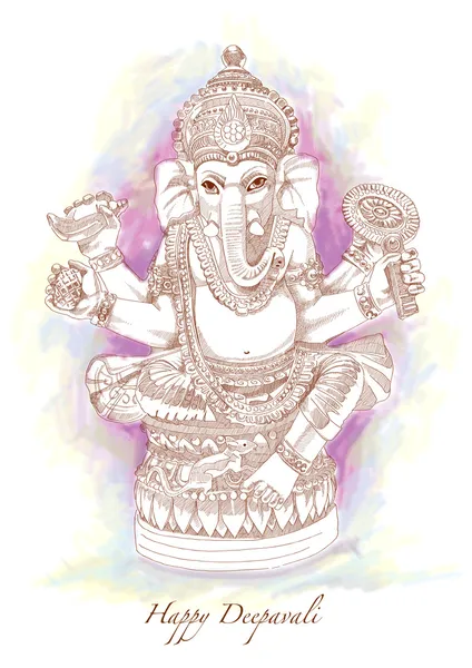 Vector dibujado a mano hindú dios Ganesh — Vector de stock